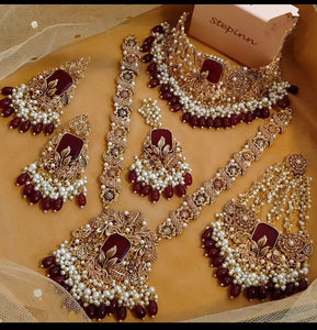 Hina Mango Full Bridal Set With Diamond Work